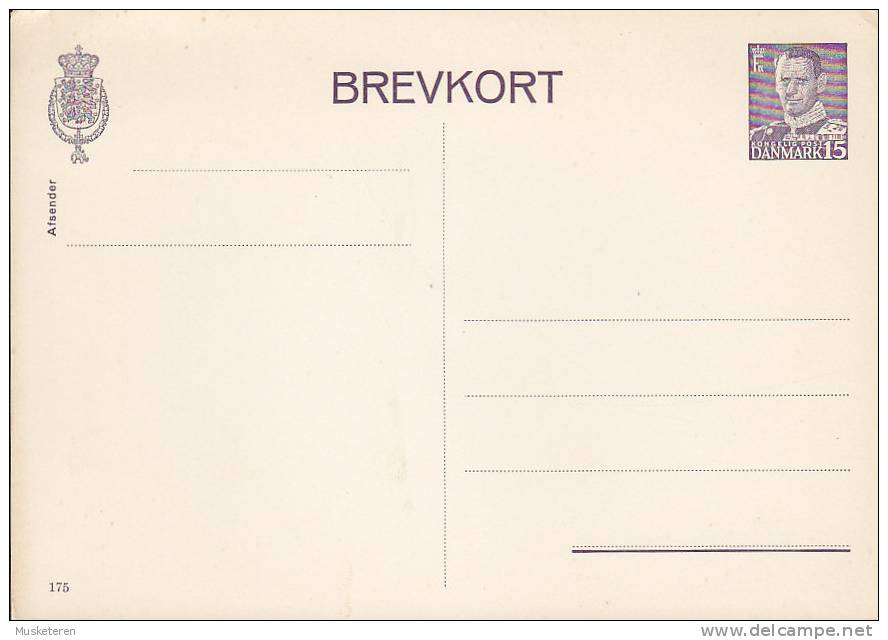 Denmark Postal Stationery Ganzsache Entier 15 Ø Brev-Kort King König Frederik IX. (175) Unused - Interi Postali