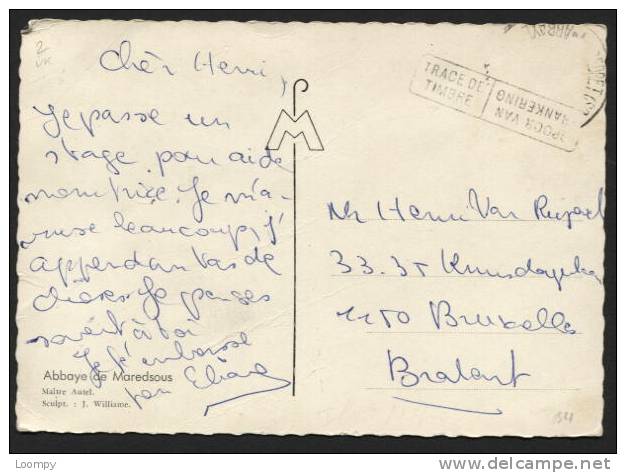 TRACE DE TIMBRE SPOOR VAN FRANKERING Sur CP Timbre Détaché Par Accident De MAREDRET.  Rare. (321) - Cartas Accidentadas