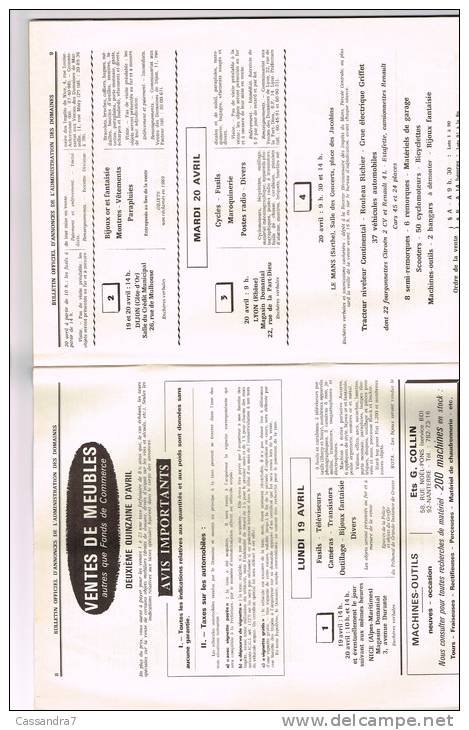 Bulletin Officiel Annonces Administration Domaines-N°520-Vente Au Mans-Brest-Cahors-Versailles-481 Wagons- - Autres & Non Classés