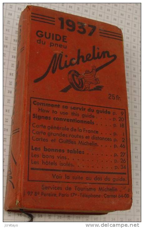 Michelin France Rouge De 1937, Ref Perso 329 - Michelin (guide)