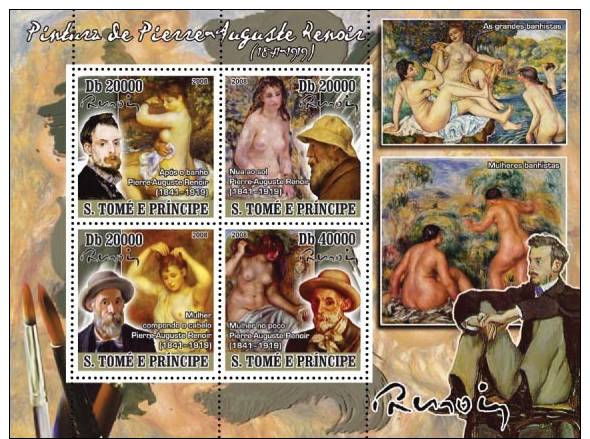 St8412a S.Tome Principe 2008 Paintings Of Pierre-Auguste Renoir S/s - Impressionisme