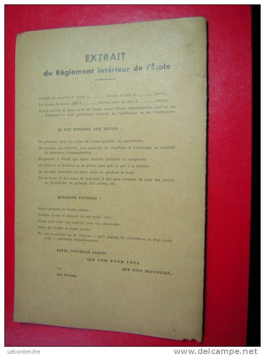 ANNEE SCOLAIRE 1957 1958  LIVRET SCOLAIRE  COMMUNE DE FOSSE  MOD 637  LIBRAIRIE J BESNARD  VENDOME - Diploma & School Reports