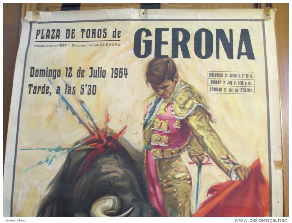 Corrida/ Plaza De Toros De GERONE/Gran Corrida De Novillos Sin Picadores/LALANDA De Ma/FARAON De Almeria/1964   AFF2 - Affiches