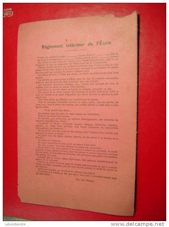 ANNEE SCOLAIRE 1959 1960 CARNET DE CORRESPONDANCE MODELE DES INSTITUTEURS ECOLE PUBLIQUE DE FOSSE  REGLEMENT INTERIEUR - Diplome Und Schulzeugnisse