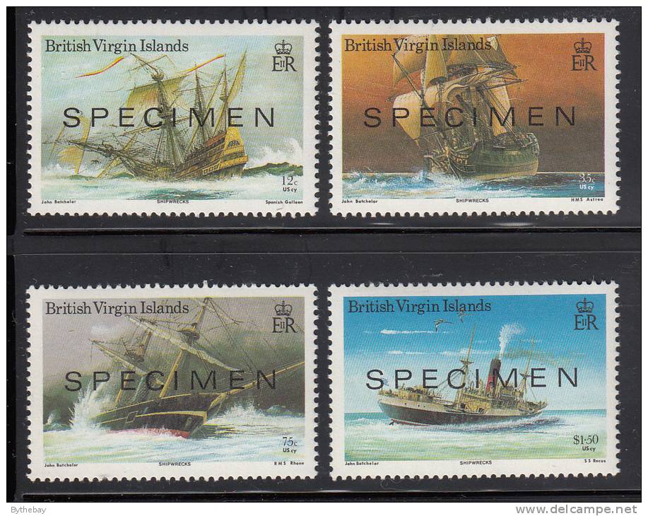 British Virgin Islands MNH Scott #572-575 Set Of 4 Shipwrecks With Specimen Overprint - British Virgin Islands