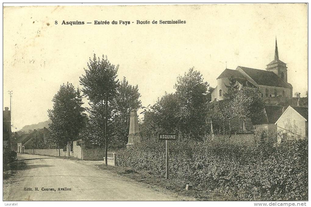 ASQUINS - N° 8 - Entrée Du Pays - Route De Sermizelles  - ED : H. Couron, Avallon - Otros & Sin Clasificación