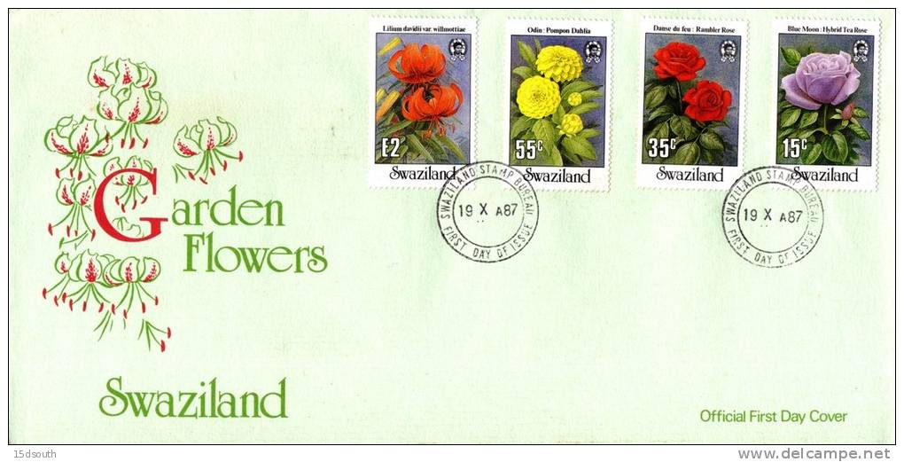 Swaziland - 1987 Garden Flowers FDC # SG 533-536 , Mi 532-535 - Swaziland (1968-...)