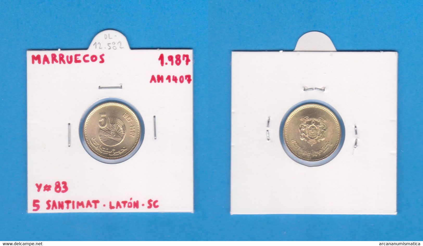 MARRUECOS   5  SANTIMAT  1.987  AH-1407   LATON  Y#83   SC/UNC    T-DL-12.582 - Marokko