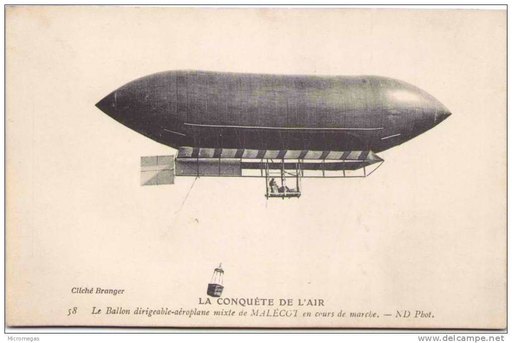 Le Ballon Dirigeable-aéroplane Mixte De Malécot En Cours De Marche - Airships