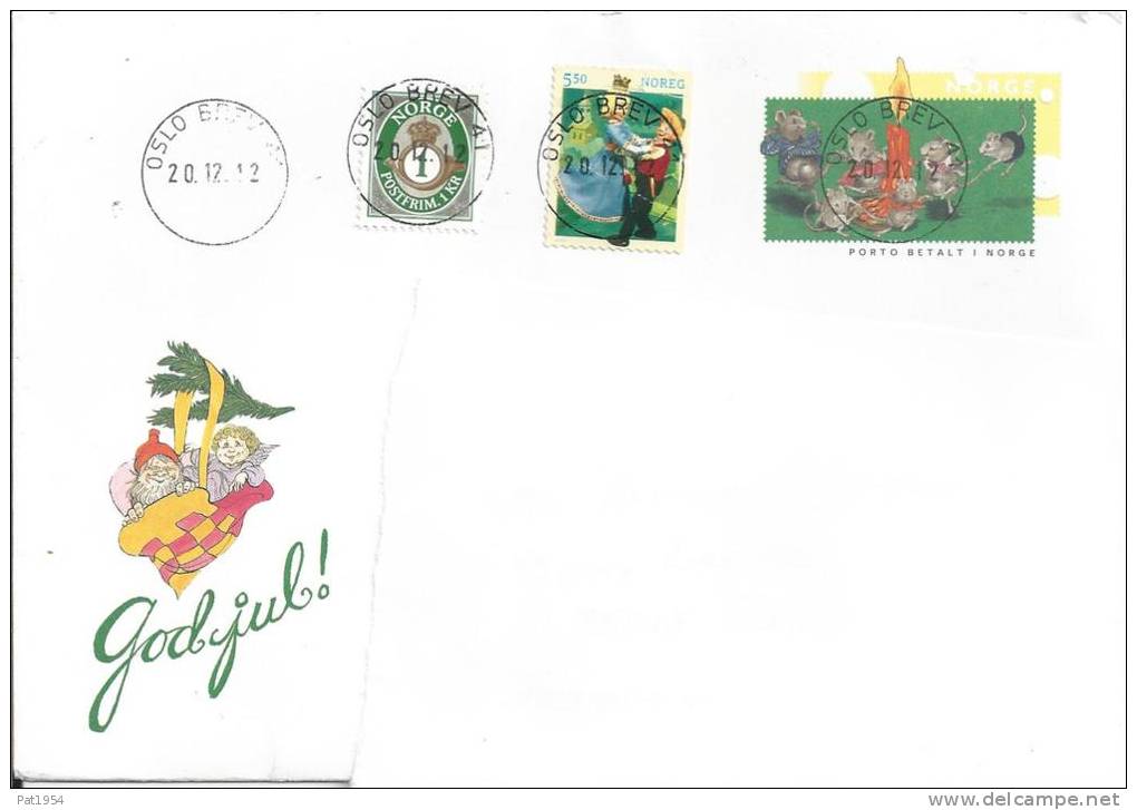 Norvège  Entier Postal Avec Timbre De Noël Pour Voeux Utilisée En 2012 - Postal Stationery