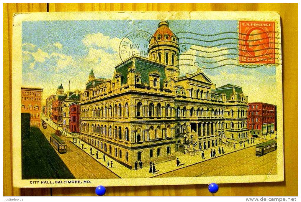 USA CITY HALL MALTIMORE TRAMWAY DATEE DE 1917 - Baltimore