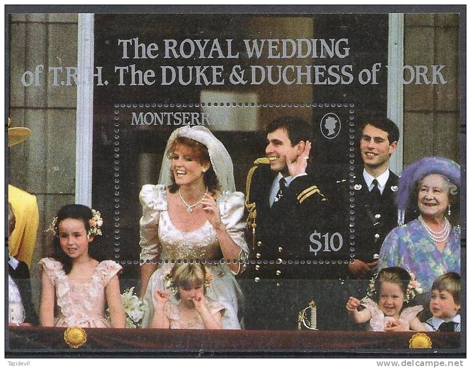 MONTSERRAT - 1986 Royal  Wedding - Andrew And Sarah Souvenir Sheet. Scott 617. MNH ** - Montserrat