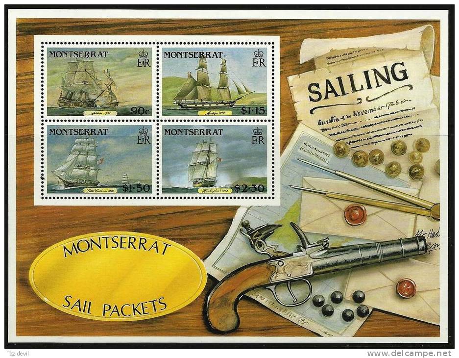 MONTSERRAT - 1986 Sailing Ships Souvenir Sheet. Scott 621a. MNH ** - Montserrat