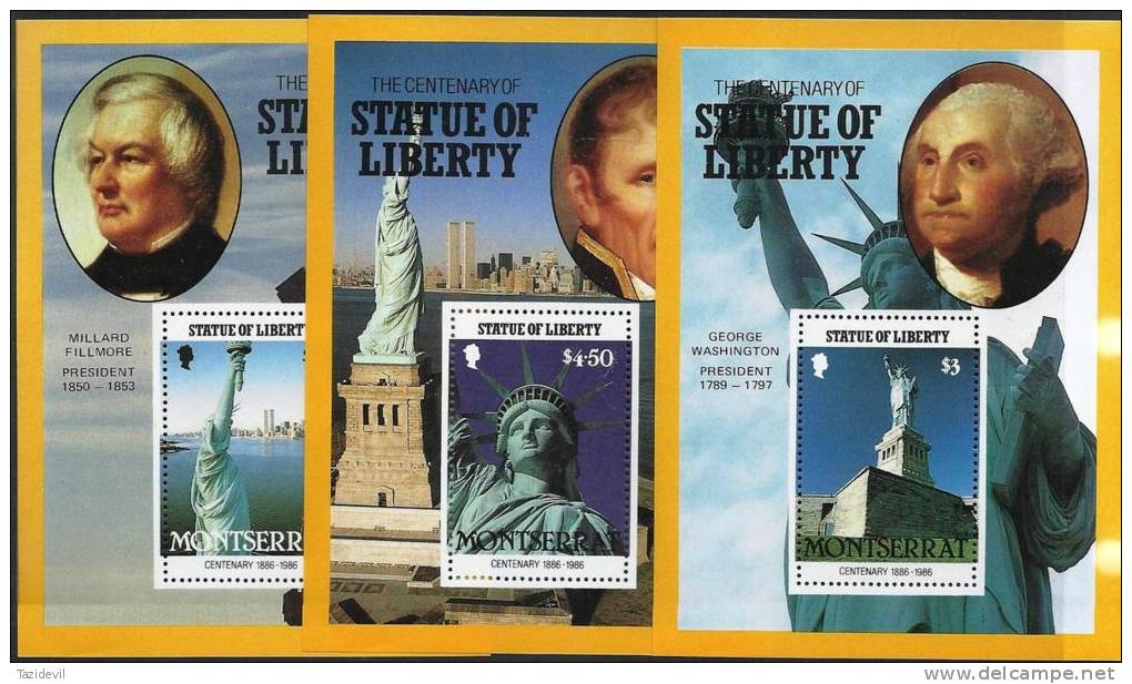 MONTSERRAT - 1986 Centenary Of The Statue Of Liberty Set Of Three Souvenir Sheets. Scott 636-8. MNH ** - Montserrat