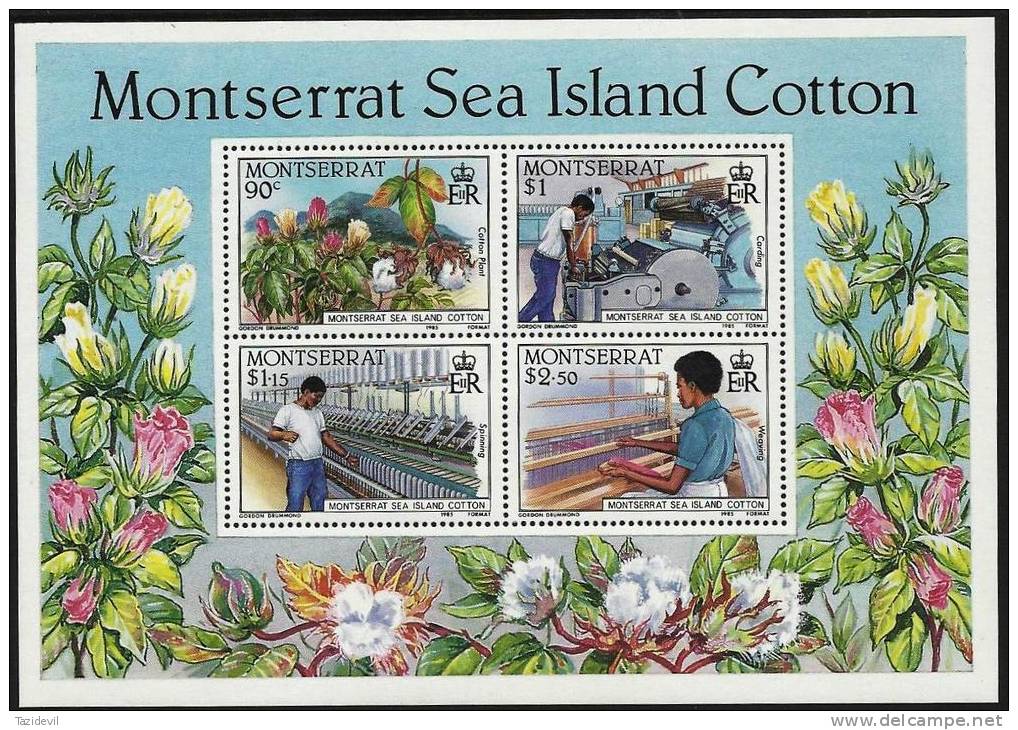 MONTSERRAT - 1985 Cotton Industry Souvenir Sheet. Scott 572a. MNH ** - Montserrat