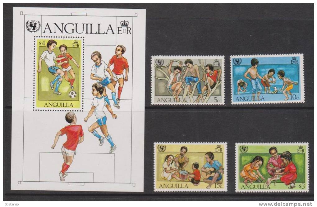 Anguilla 1981 Unicef / Children Playing Set 4 & Soccer Miniature Sheet  MNH - Anguilla (1968-...)