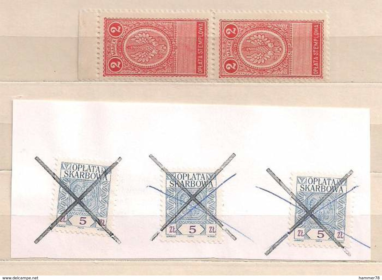 POLAND REVENUE FISCAL FISCAUX 2MK OPLATA STEMPLOWA PAIR MNH Plus OPLATA SKARBOWA Used - Fiscaux