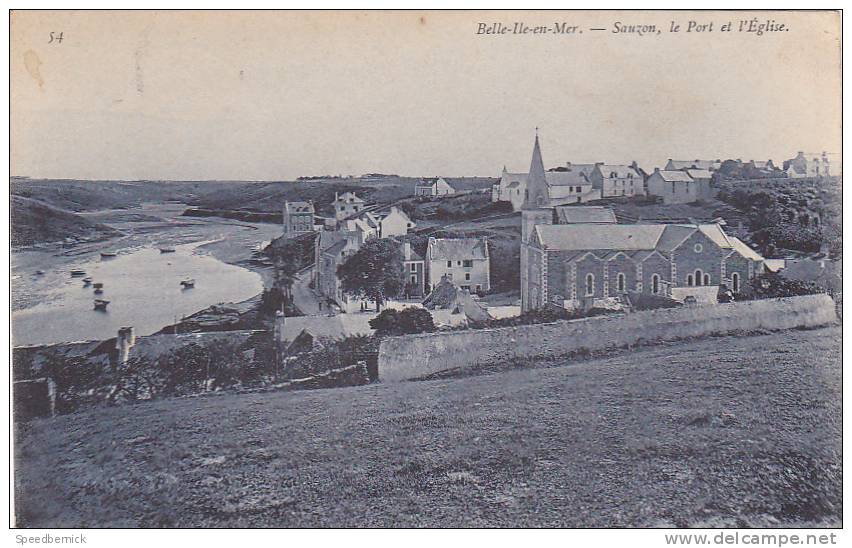 21561 BELLE ILE En MER Sauzon Le Port Et L' Eglise -54 éd ?  Jeanne Blarez? - Belle Ile En Mer