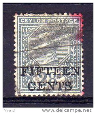 Ceylon - 1891 - 15 Cents Surcharged Definitive - Used - Ceylan (...-1947)