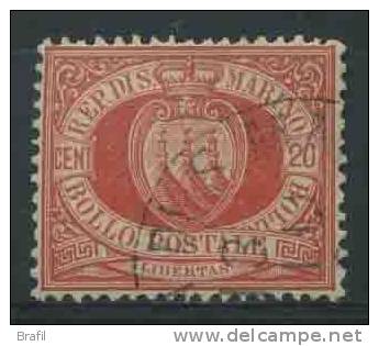 1877 San Marino, Stemma Cent.20 Usato - Oblitérés