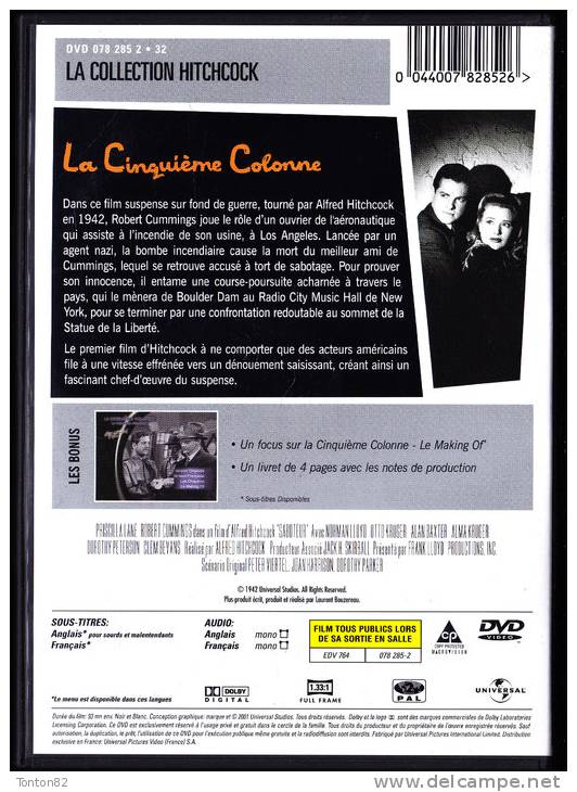 Alfred Hitchcock - " La Cinquième Colonne " - Action, Aventure