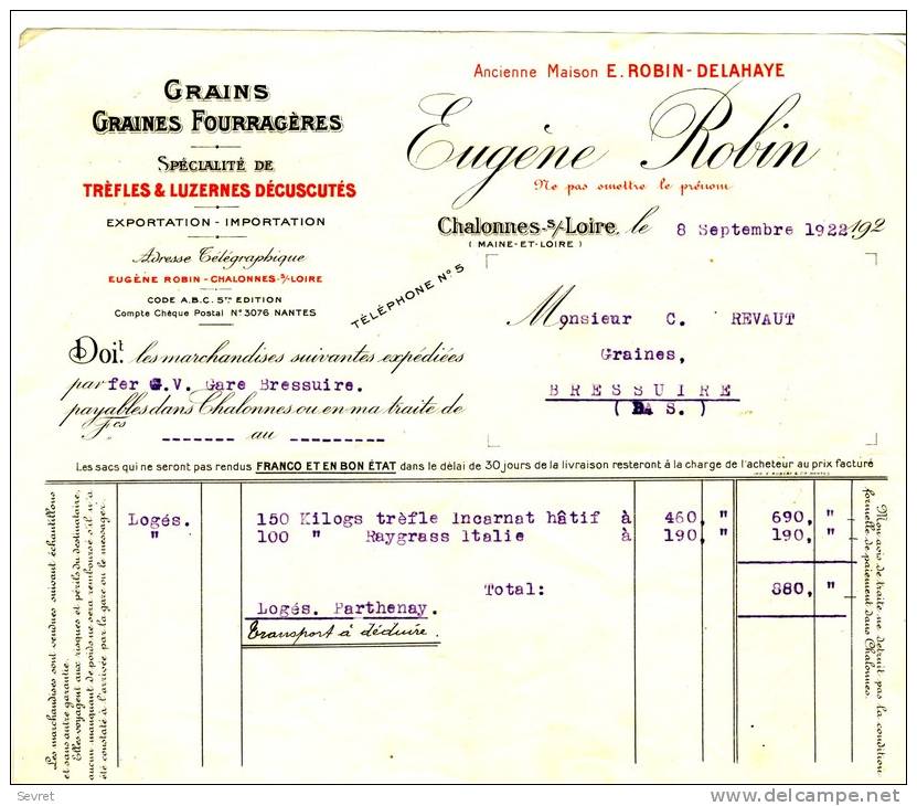 CHALONNES Sur LOIRE - Maine Et Loire - Eugène ROBIN . Grains Et Graines Fourragères - Agricoltura