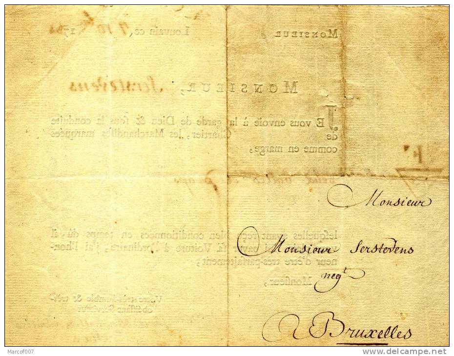 PRECURSEUR -  DE LOUVAIN POUR BRUXELLES - 1784 - ENVOI DE 2 BALLES DE DRAPS - Manuscripts