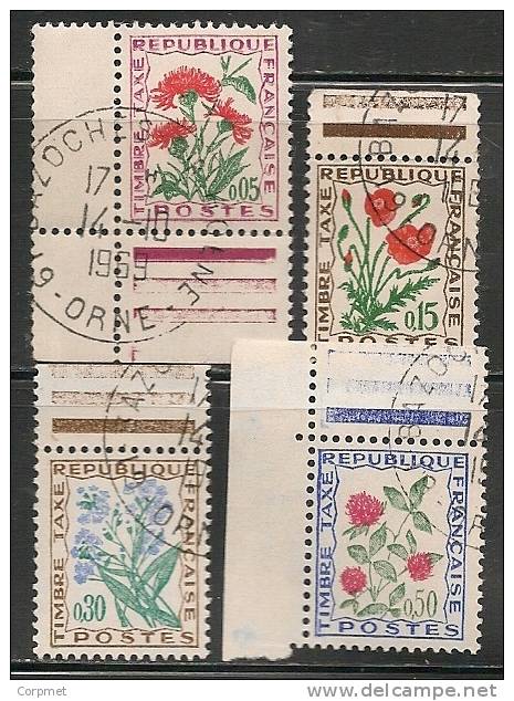 FRANCE - 1964-71 TIMBRES-TAXE  - FLOWERS - Yvert # 95-97-99-101  - USED - 1960-.... Used