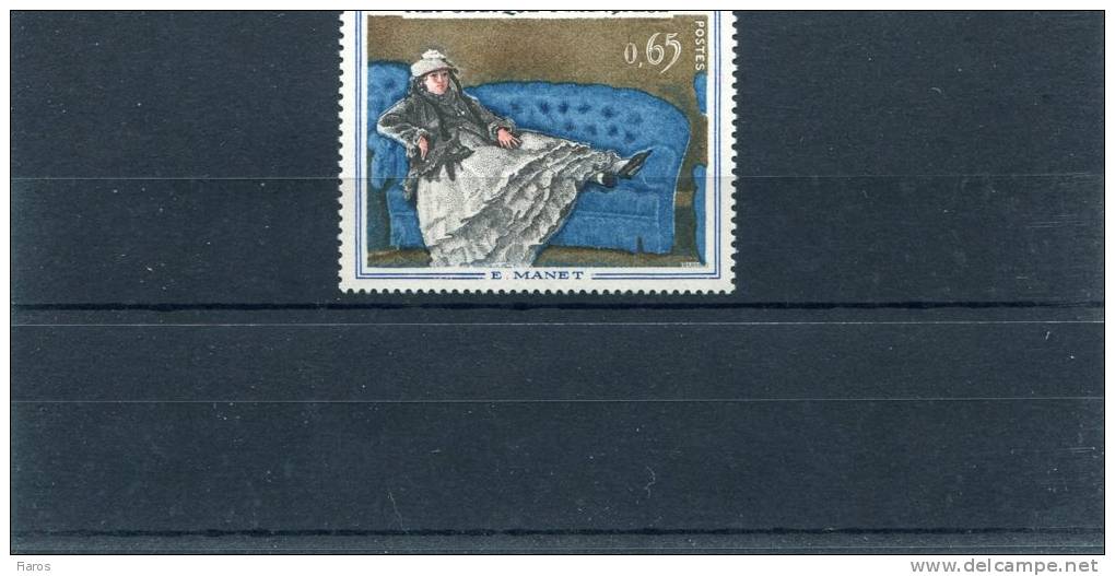 1962-France- " ´Madame Manet On Blue Sofa´, By Edouard Manet" 0,65fr. Stamp MNH - Ongebruikt