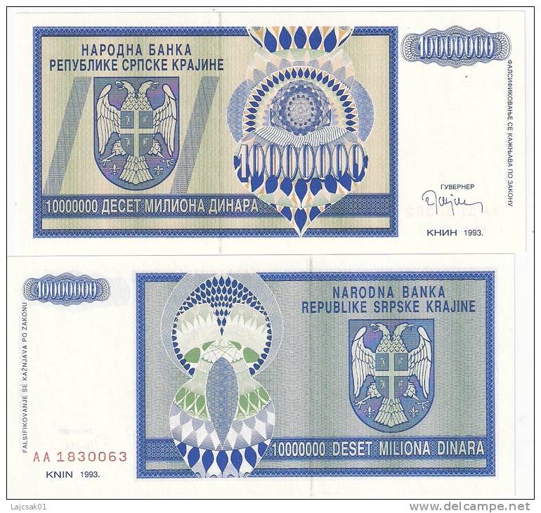 Croatia 10.000.000 Dinara 1993. UNC P-R12 - Croacia