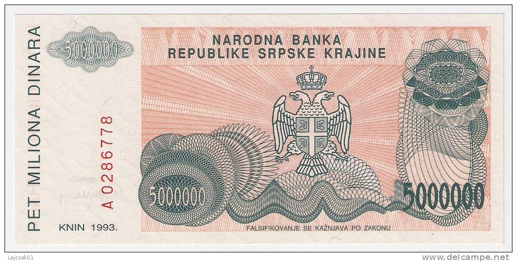 Croatia 5.000.000  Dinara 1993. UNC P-R24 - Croatie