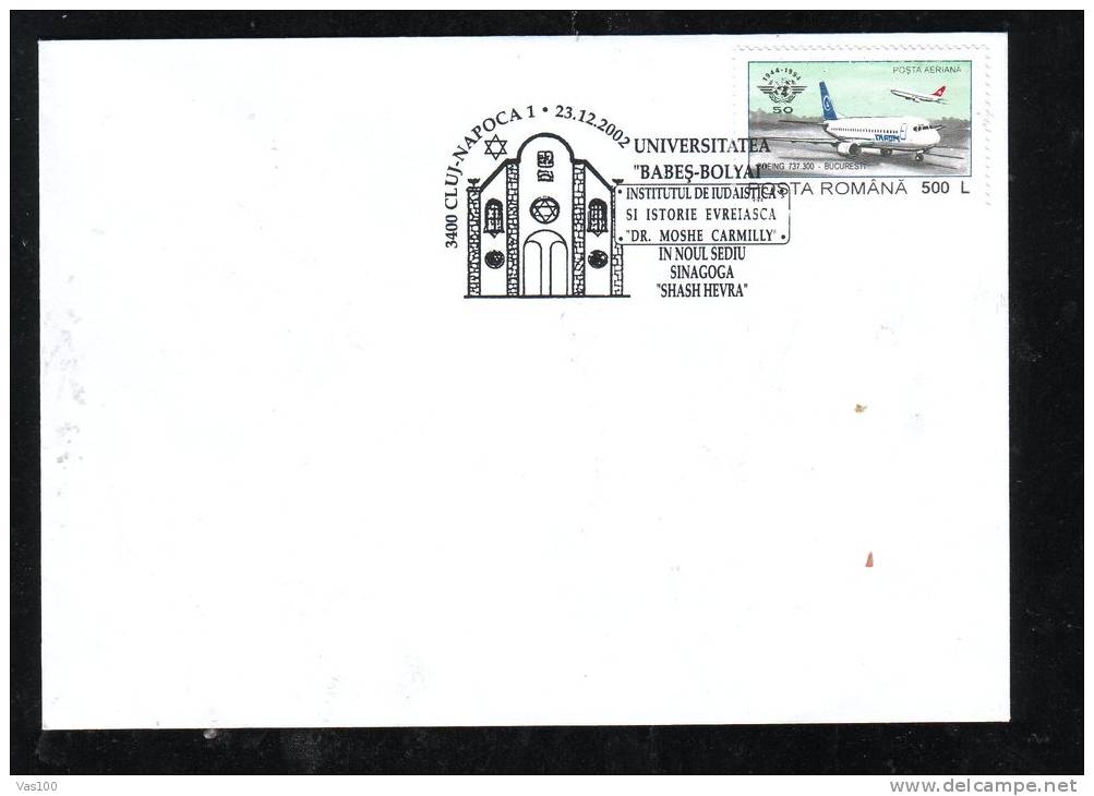 SINAGOGUE,JEW,CACHET ON COVER 2002,ROMANIA. - Jewish