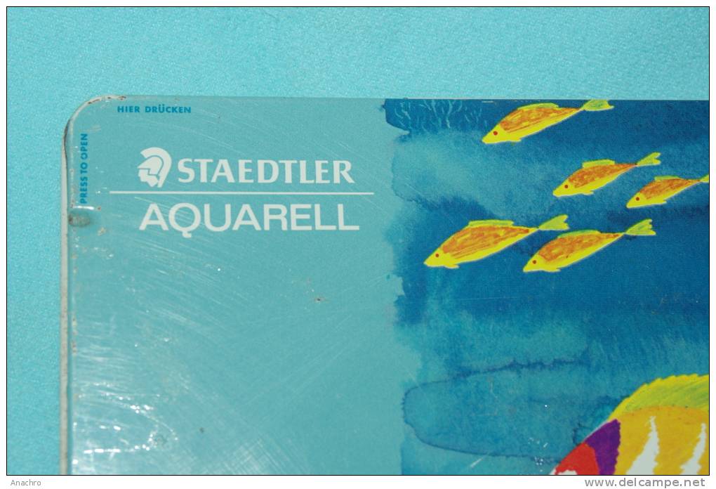 STAEDTLER POISSONS EXOTIQUES Ancienne BOITE Métal COMPLETE 12 CRAYONS AQUARELLE GERMANY - Other & Unclassified