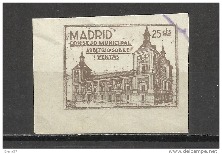 9118-SELLO FISCAL 1908 CON NUMERACION EN REVERSO,MADRID IMPUESTOS,RARO  SPAIN REENUE LOCAL  VARIEDAD. SPAIN REVENUE . - Revenue Stamps