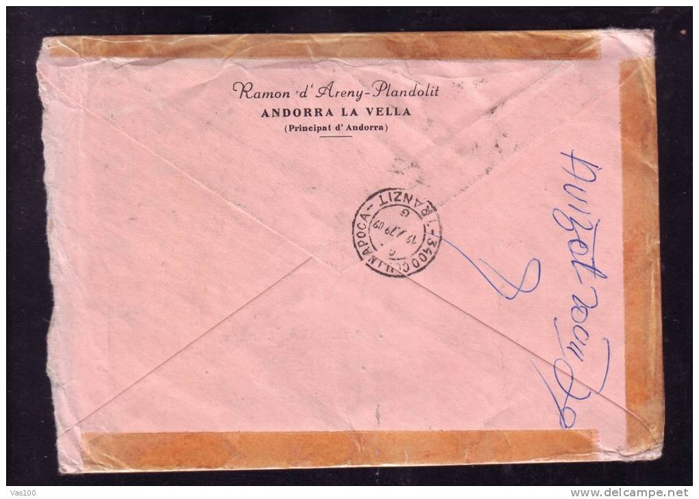 REGISTRED COVER FROM ANDORA TO ROMANIA NICE FRANKING 1979. - Brieven En Documenten