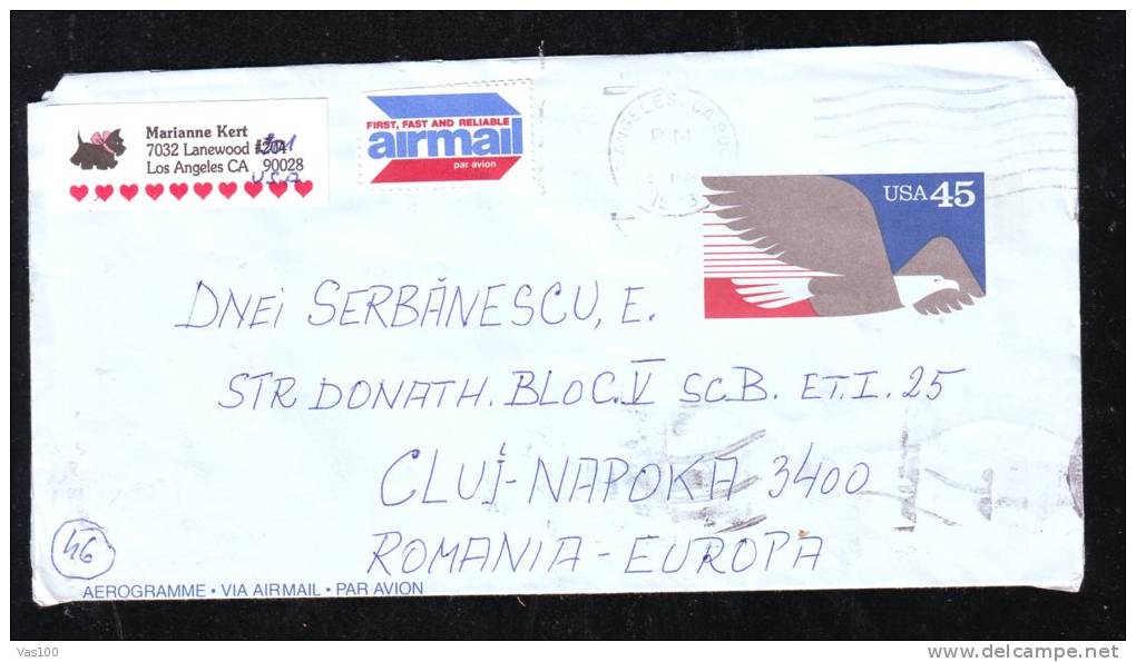 AEROGRAMME 1993 COVER SEND TO ROMANIA - Briefe U. Dokumente