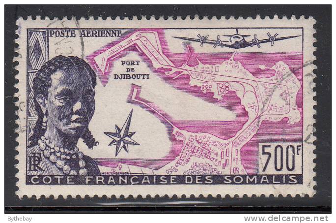 Somali Coast Used Scott #C20 500fr Somali Woman And Map Of Djibouti - Oblitérés