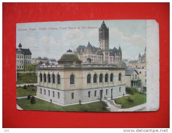 Tacoma,Wash.Public Library,Court House In The Distance - Bibliothèques