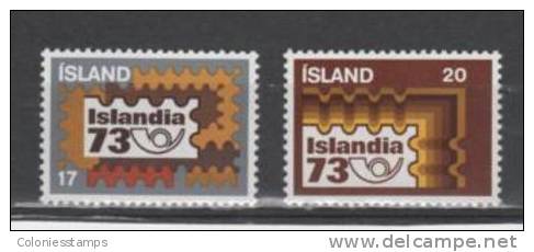 (S0597) ICELAND, 1973 (ISLANDIA'73 Philatelic Exhibition, Reykjavik). Complete Set. Mi ## 482-483. MNH** - Unused Stamps