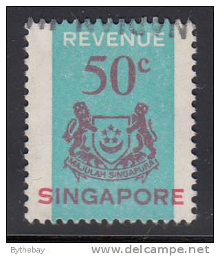 Singapore Used 50c Arms Revenue Stamp Barefoot #13 - Singapur (1959-...)