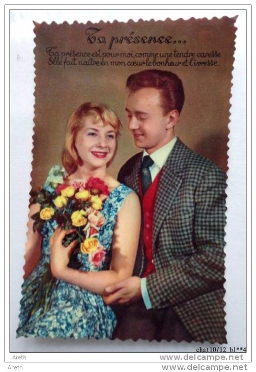 FANTAISIE  - Lot de 13 cartes dentelées -  COUPLE des années 60 - JE VOUDRAIS.....