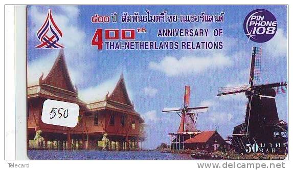 Télécarte THAILANDE * MOULIN (550) WINDMILL * Phonecard * Mühle * TK * MOLEN * THAI-NEDERLAND RELATIONS - Thailand