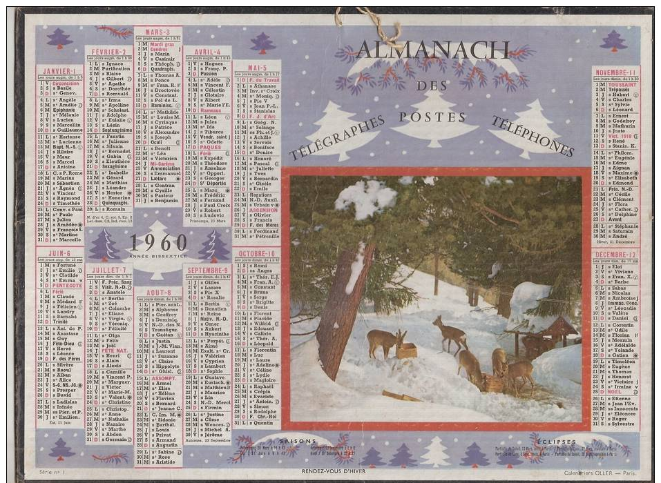 Almanach Ptt  1960 - Grand Format : 1941-60