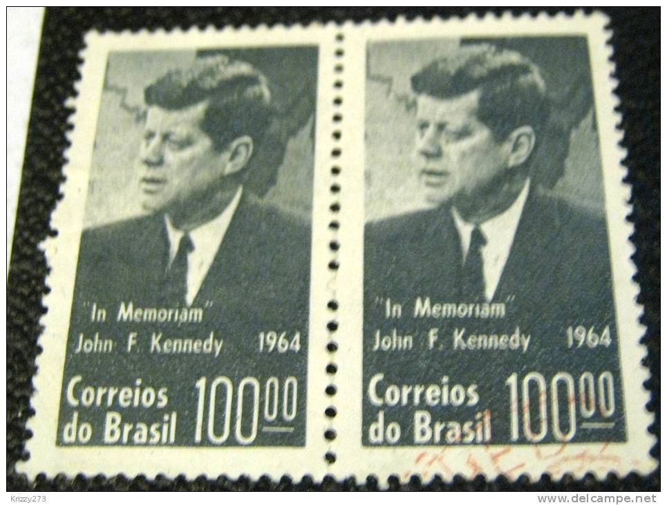 Brazil 1964 President Kennedy Commemorative 100cr X2 - Used - Oblitérés