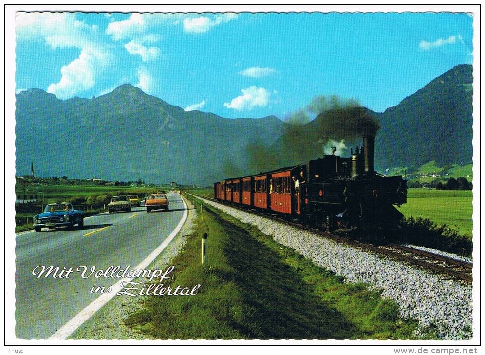 Ö-1359   ZILLERTAL ;mit Zug Und Mercedes Benz 230 SL - Autres & Non Classés