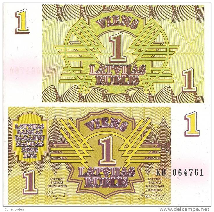 Latvia P-35-36, 1-2 Rublis, Symmetrical Design -$2CV - Lettonie