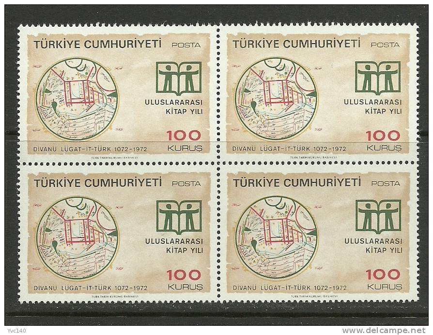 Turkey; 1972 International Book Year (Block Of 4) - Neufs