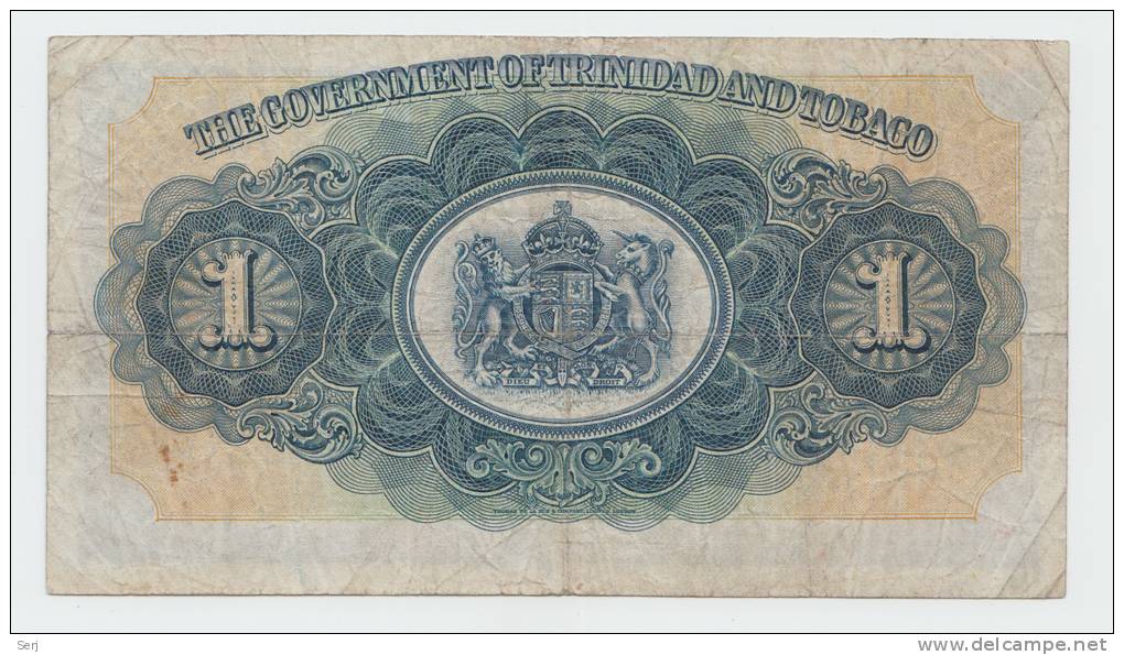 TRINIDAD &amp; TOBAGO 1 Dollar 1939 VF Banknote P 5b 5 B - Trinidad En Tobago