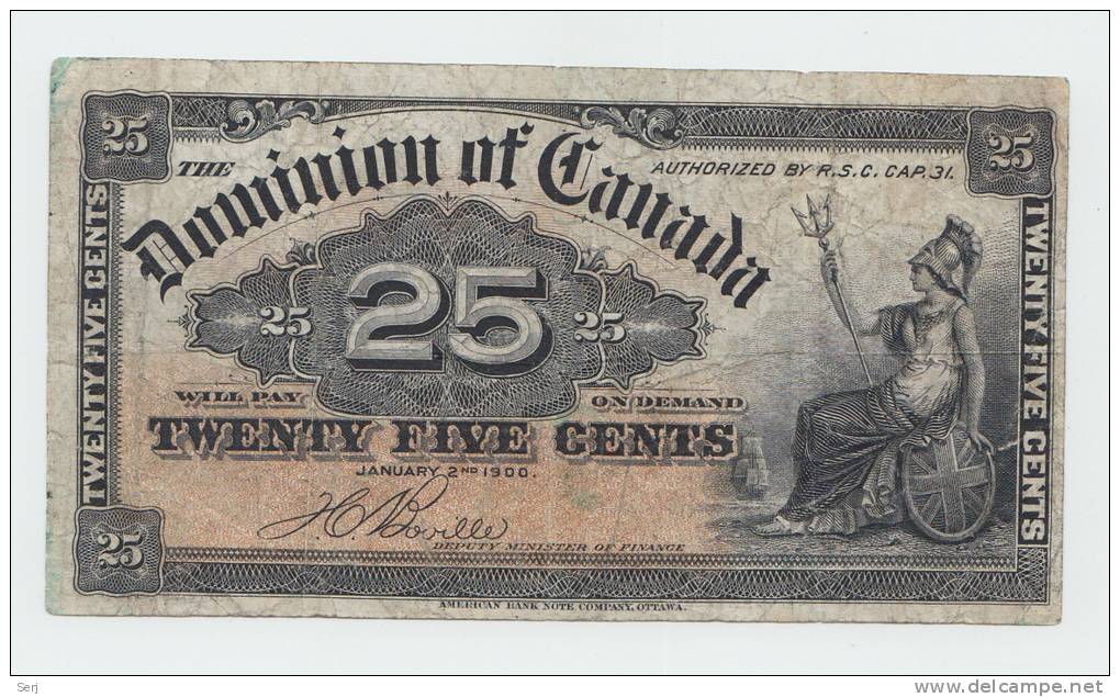 CANADA 25 CENTS 1900 VF (1 Pibhole) P 9b 9 B - Canada