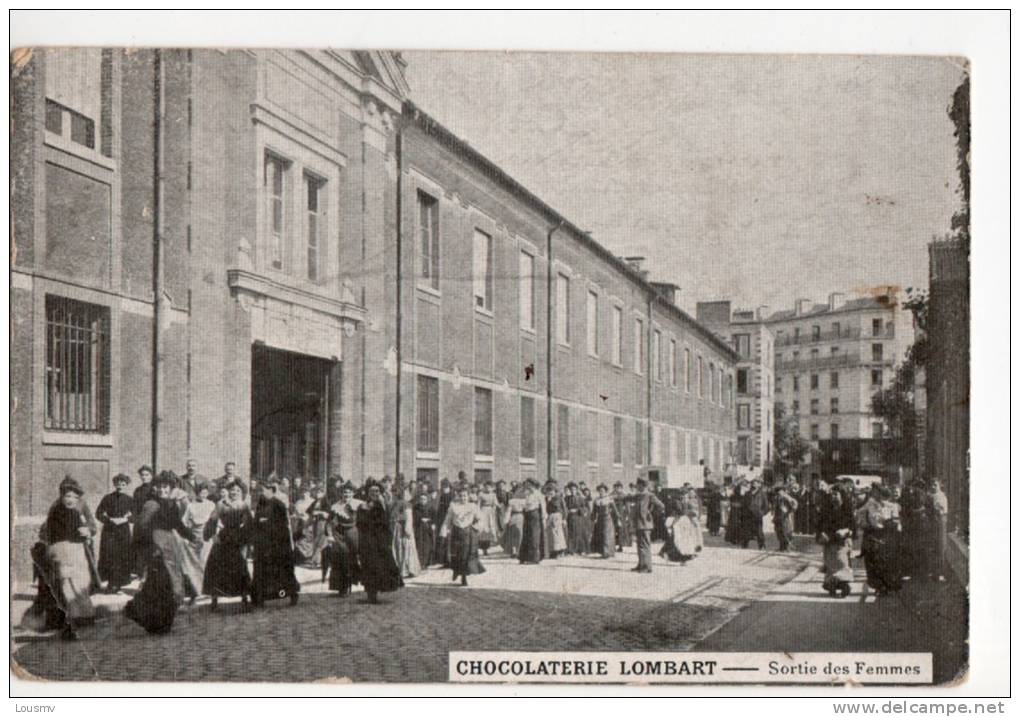 75 : Paris - Chocolaterie Lombard - Sortie Des Femmes - Animée : Ouvrières - Usine - Léger Pli D'angle + Usures Légères - District 13